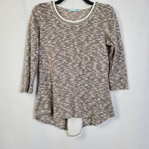 Maurices Women’s Hi-Low Tunic Top Size Small Textured Knit Back Button Slit 3/4